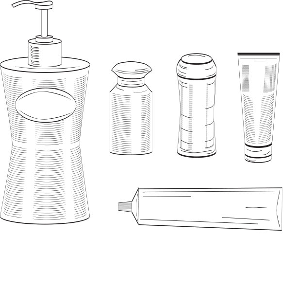 黑白线条艺术卫浴洗漱用品图片下载