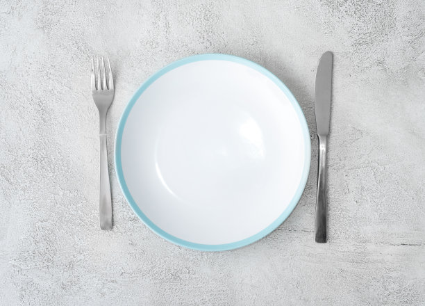 叉，刀和白色盘子图片下载