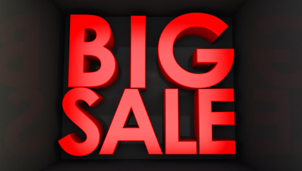 大的销售理念。特价和特价标签。三维渲染图片下载