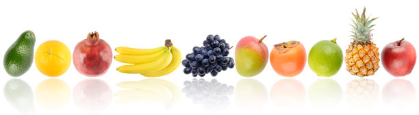 成熟的热带水果，反光素材图片