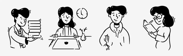 人手绘头像人类活动孤立图片下载