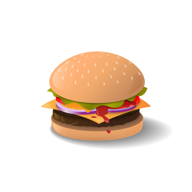 汉堡，牛肉，芝士，生菜，西红柿图片下载