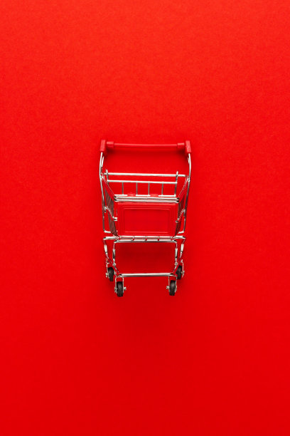 红色背景的购物车图片下载