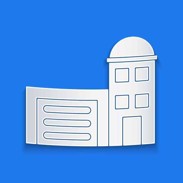 剪纸建筑消防站图标孤立图片下载