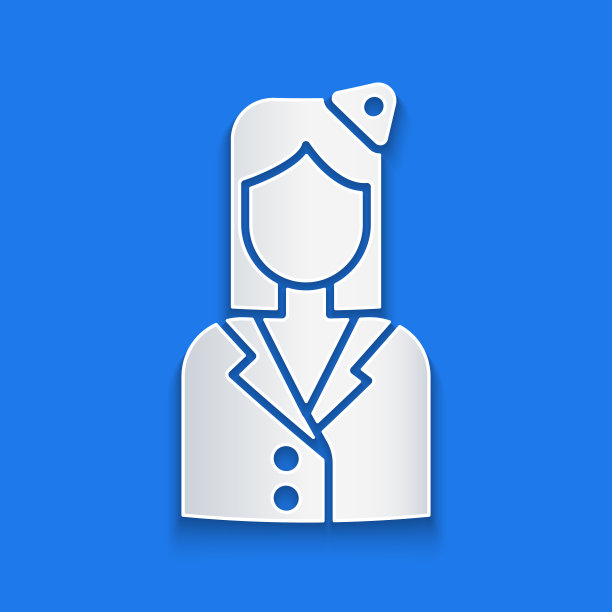 剪纸空姐图标孤立在蓝色图片下载