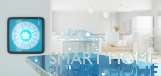 智能家居或建筑，家庭自动化或家用电器，物联网(IoT)的一部分- 3D渲染图片下载