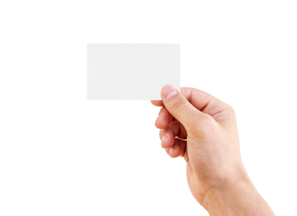 男子手握名片孤立。图片下载