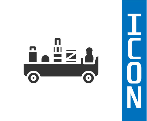 灰色机场行李拖车图标孤立图片下载