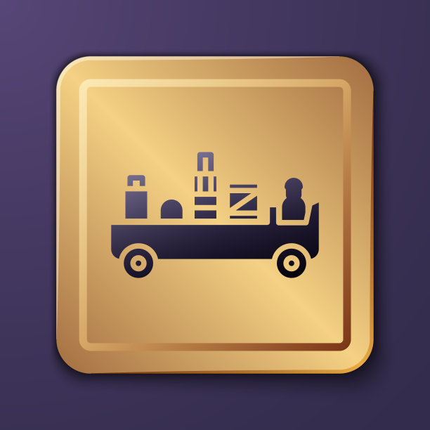 紫色机场行李拖车图标孤立图片下载