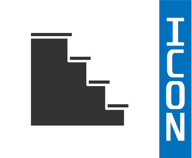 灰色楼梯图标孤立在白色背景图片下载