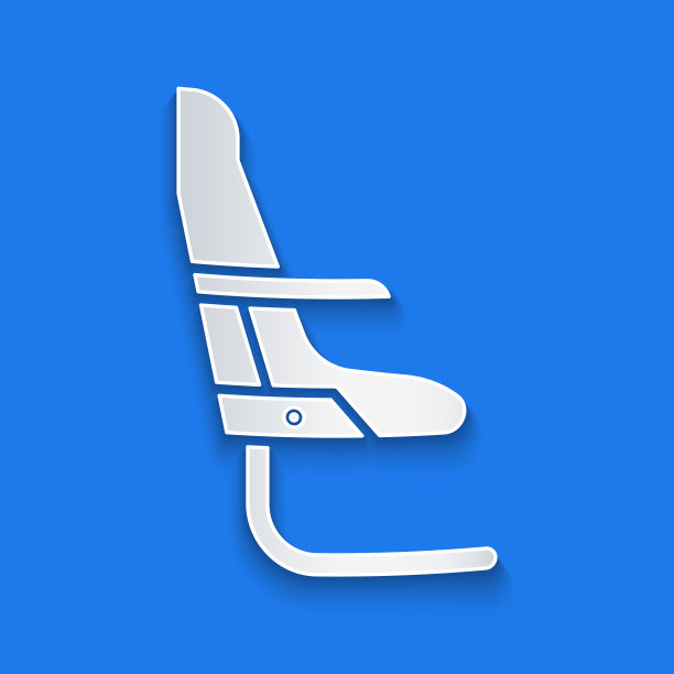 剪纸飞机座位图标孤立在蓝色图片下载