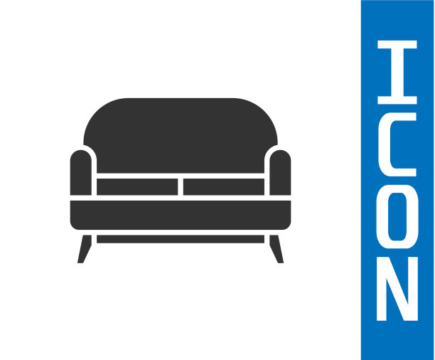 灰色沙发图标孤立在白色背景图片下载
