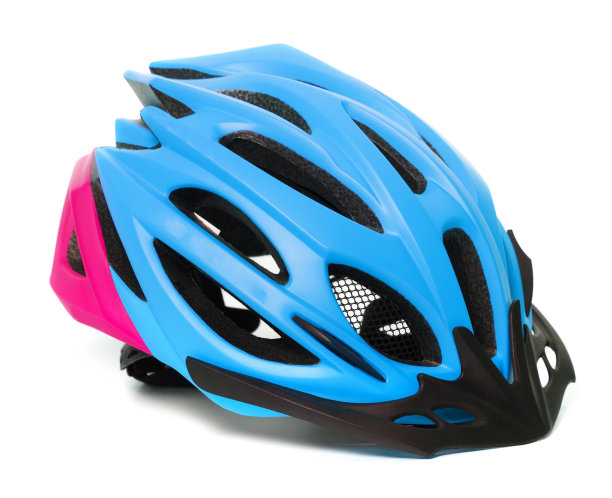 多色自行车头盔孤立在白色图片下载