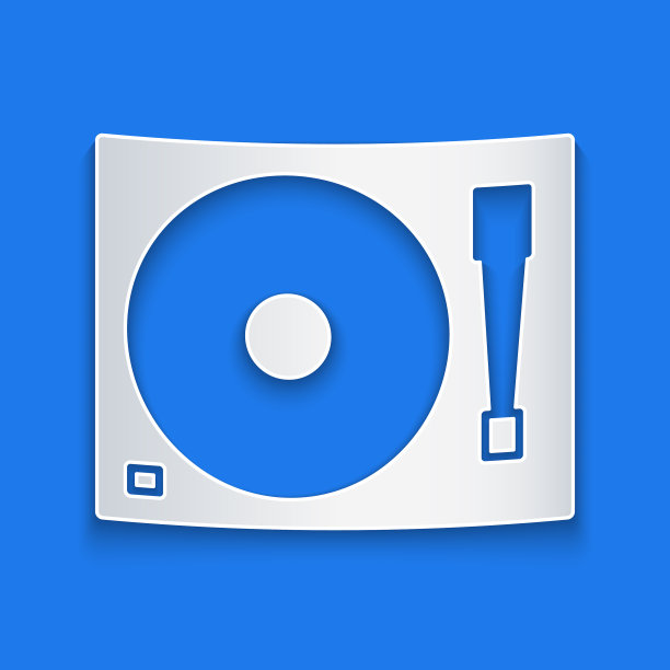 剪纸乙烯基播放器与乙烯基磁盘图标图片下载