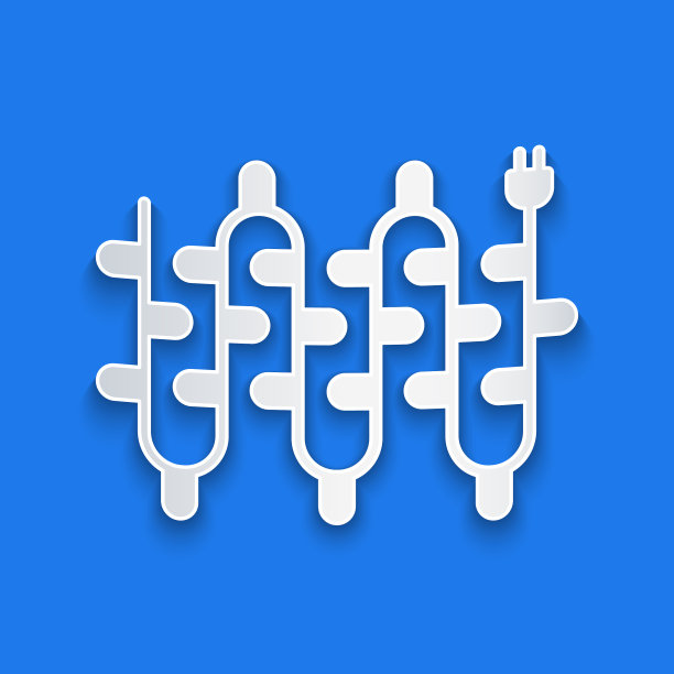 剪纸圣诞灯图标孤立在蓝色图片下载