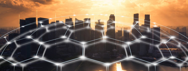 新加坡的智能网络和连接城市图片下载