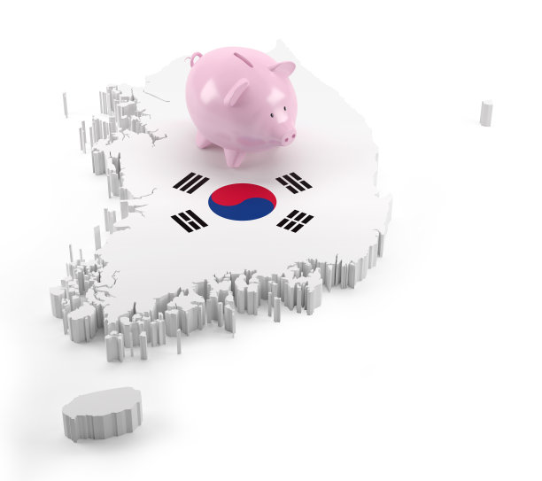 储蓄罐上的韩国国旗地图图片下载