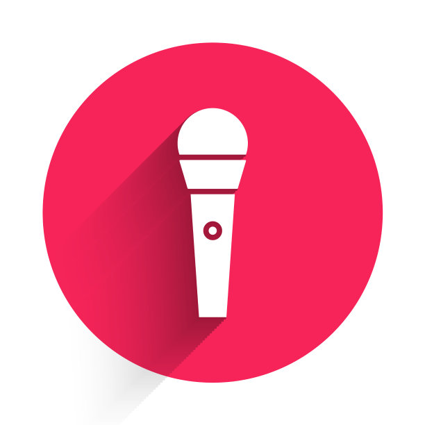 白色卡拉ok图标孤立与长影子图片下载