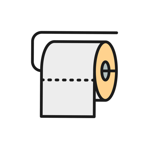 厕纸平色线条图标图片下载