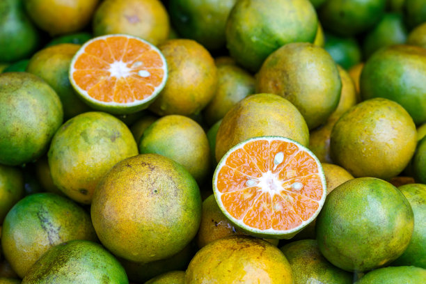 绿色的橙色的橘子图片下载