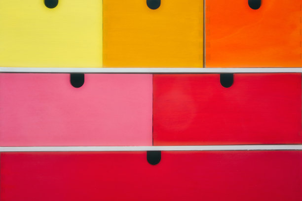 五颜六色的木制抽屉，现代的室内背景纹理复古图片下载