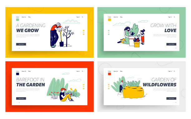 快乐的人物工作在花园户外家庭图片下载