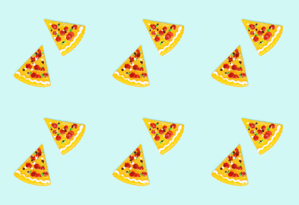明亮生动的玩具披萨切片无缝图案图片下载
