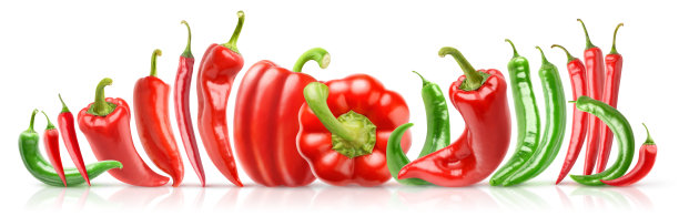 不同形状的红椒和绿椒图片下载