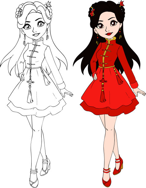 穿着中国传统服装的少女图片下载