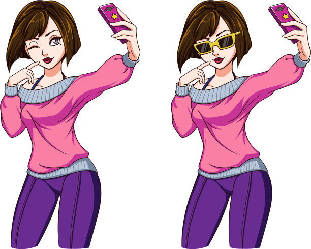 性感卡通女孩自拍女孩穿粉红色图片下载