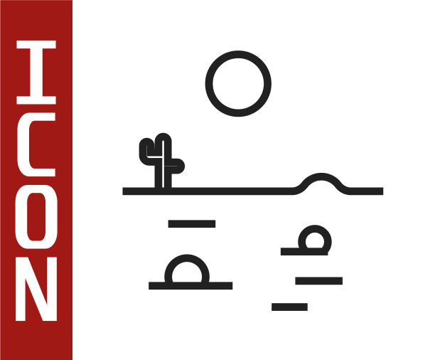 黑线沙漠景观仙人掌图标图片下载