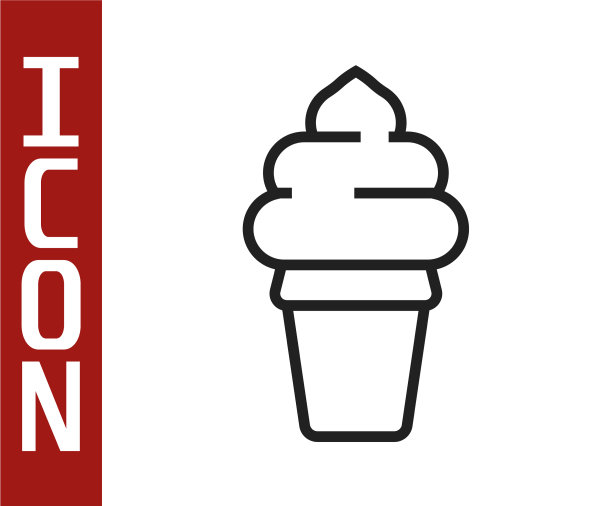 黑线冰淇淋在华夫蛋筒图标孤立图片下载