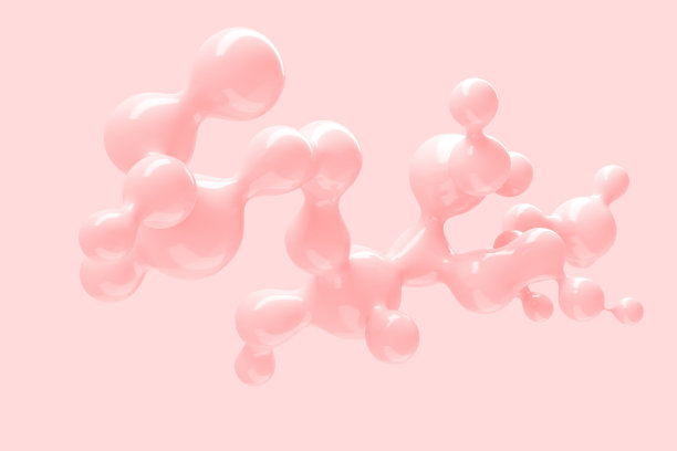 摘要三维背景中有许多飞行液滴的粘性液体。3D插图，3D渲染。股票插图图片下载