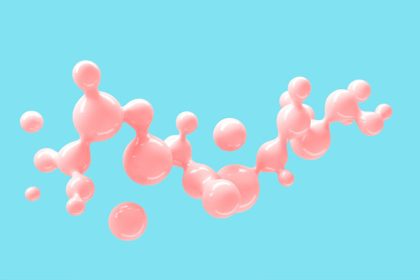 摘要三维背景中有许多飞行液滴的粘性液体。3D插图，3D渲染。股票插图图片下载