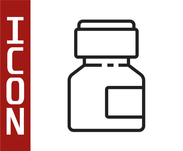 水粉罐上的黑色线条颜料染图标孤立图片下载
