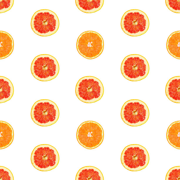 无缝无限模式的孤立切片柚子和橙子图片下载