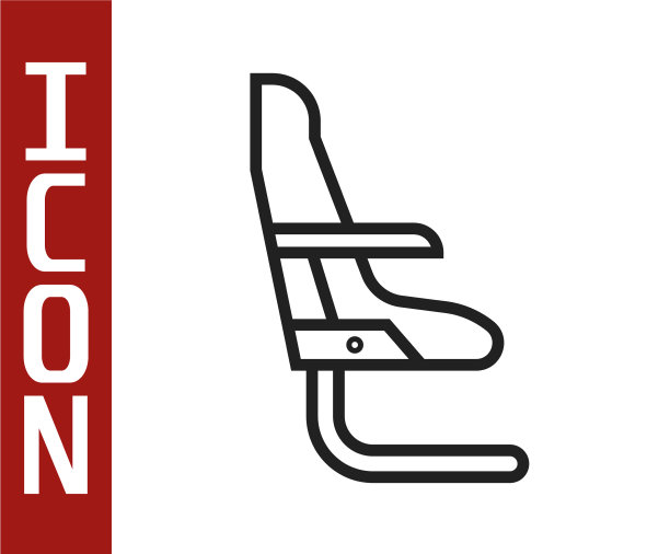 黑色线飞机座位图标隔离在白色图片下载