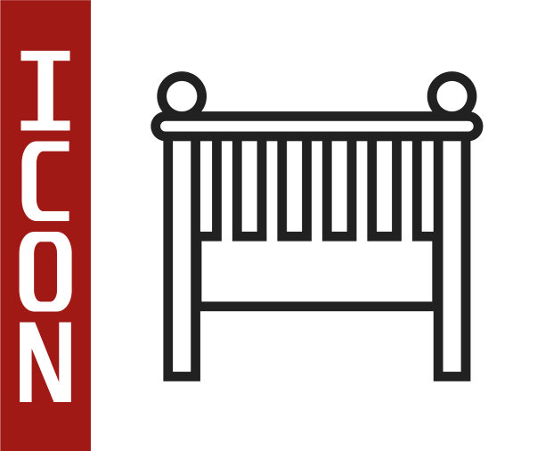 摇篮床上的图标上有黑线倒钩图片下载