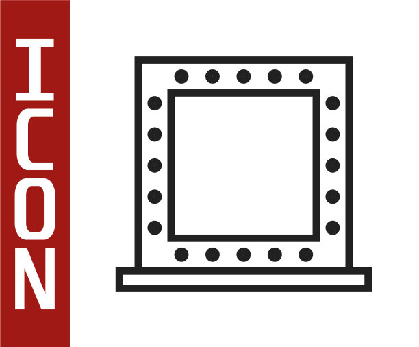 黑线化妆镜与灯光图标隔离图片下载