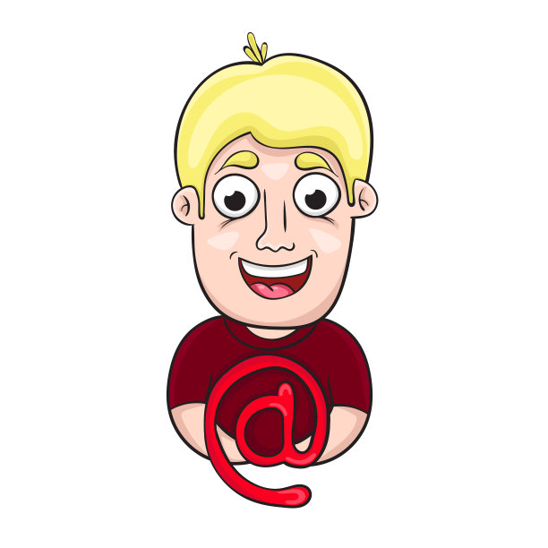 卡通人物设计与符号电子邮件地址狗。矢量插图。图片下载