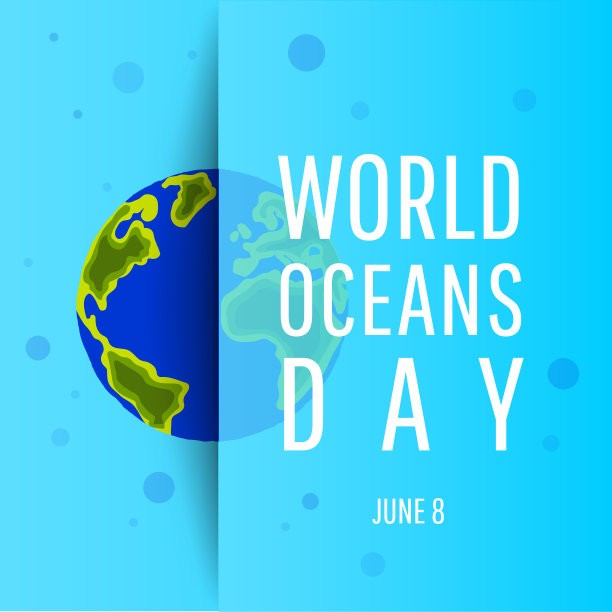 世界海洋日。“地球日”的概念。拯救我们的星球。平面风格矢量孤立的插图。图片下载