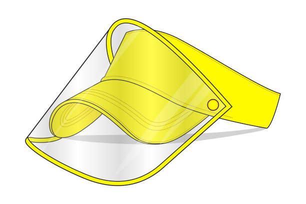 黄色遮阳帽帽与塑料透明面盾为模板矢量。图片下载