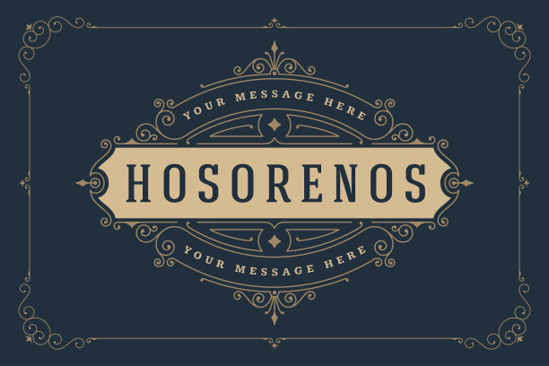 复古标志模板优雅繁盛饰品矢量插图图片下载