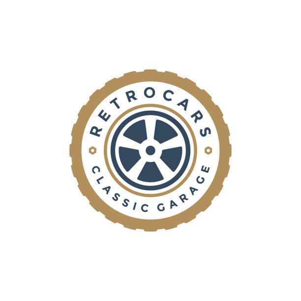 汽车车轮标志模板矢量设计元素复古风格图片下载