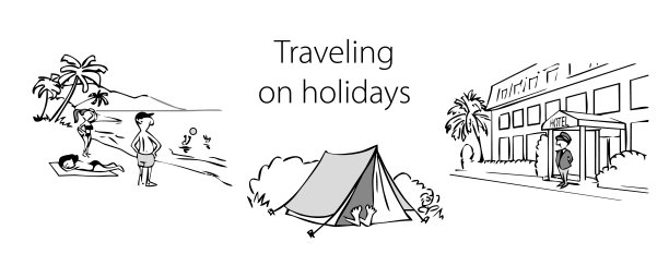 一套黑白插图的主题旅行图片下载