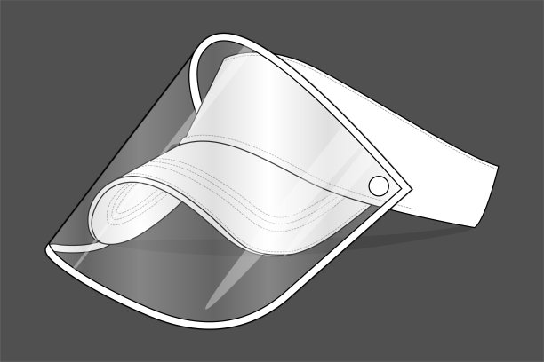 白色遮阳帽帽与塑料透明面盾为模板矢量。图片下载