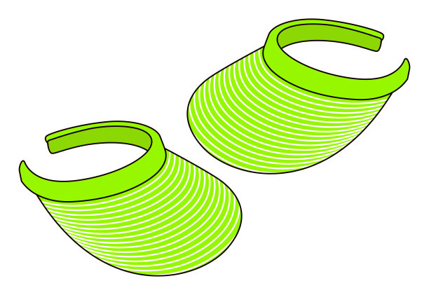 条纹太阳遮阳帽设计向量与绿色/白色的颜色。图片下载