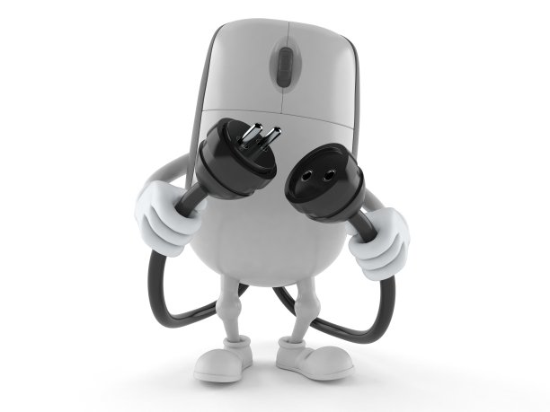 电脑鼠标字符带电源插头和插座图片下载