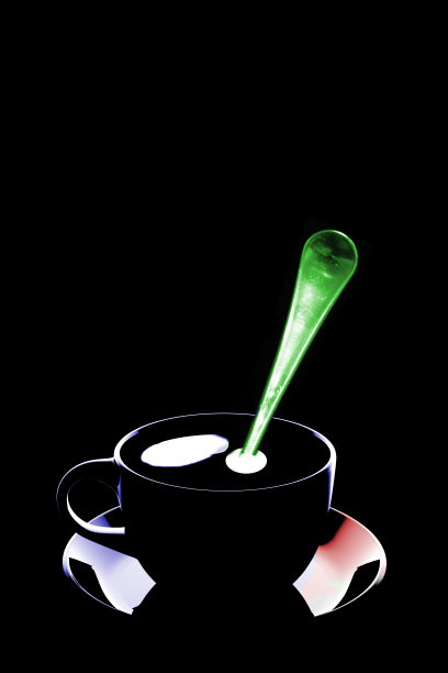 咖啡杯和勺子。3 d渲染。三维演示图片下载