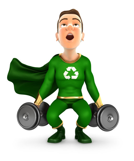 3d绿色英雄试图举起沉重的哑铃图片下载